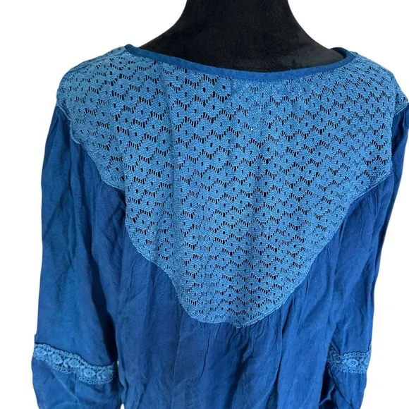 Studio West Boho Peasant Tunic Top – Blue – Size 2X - Picture 5 of 10